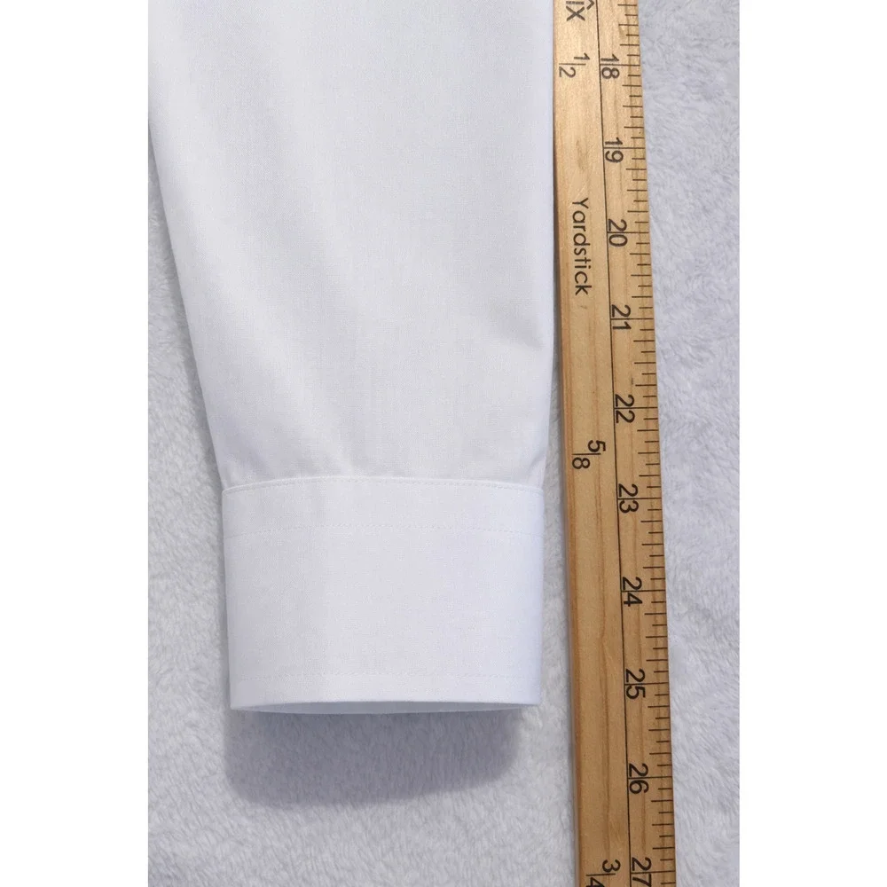 Christian Dior Mens 17x34 White Designer Dress Shirt Concealed Hidden Button - Picture 14 of 16